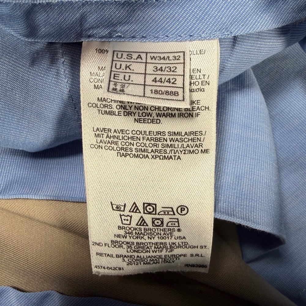 Brooks Brothers Chino Pants Mens 34x32 (FITS 33 X 32) Clark Fit Advantage Cotton - Picture 3 of 8